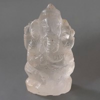 KG-072 White Clear crystal stone Quartz Carved Lord Ganesh Ganesha Indian Hindu talisman lucky success Buddha Amulet Statue